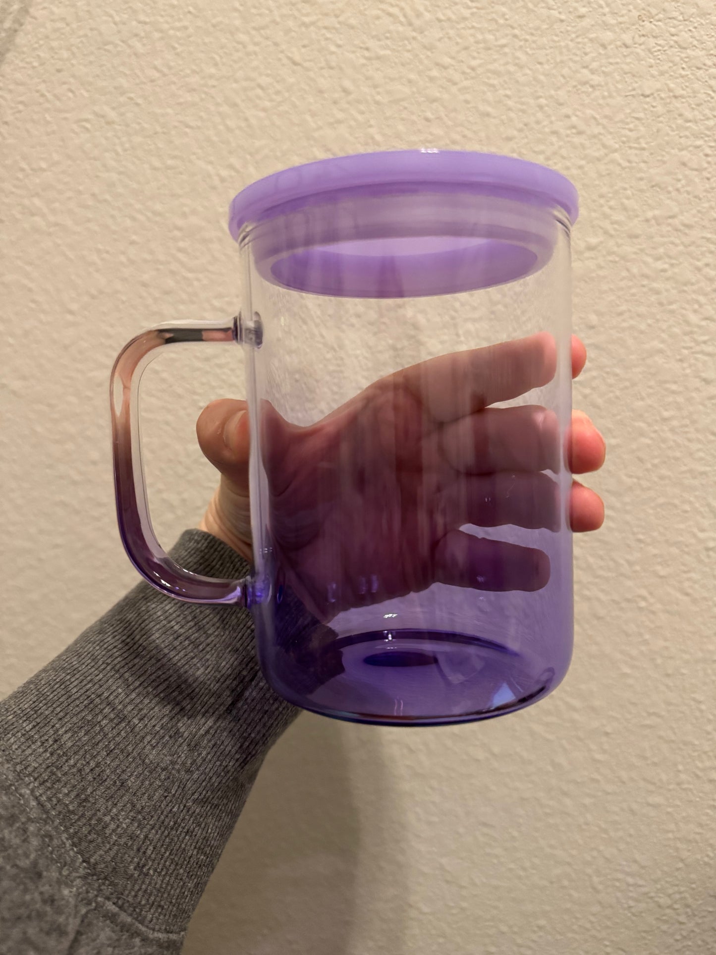16 oz Glass Jelly Mug (Purple)