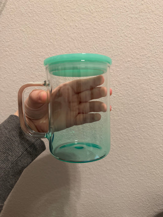16 oz Glass Jelly Mug (Teal)