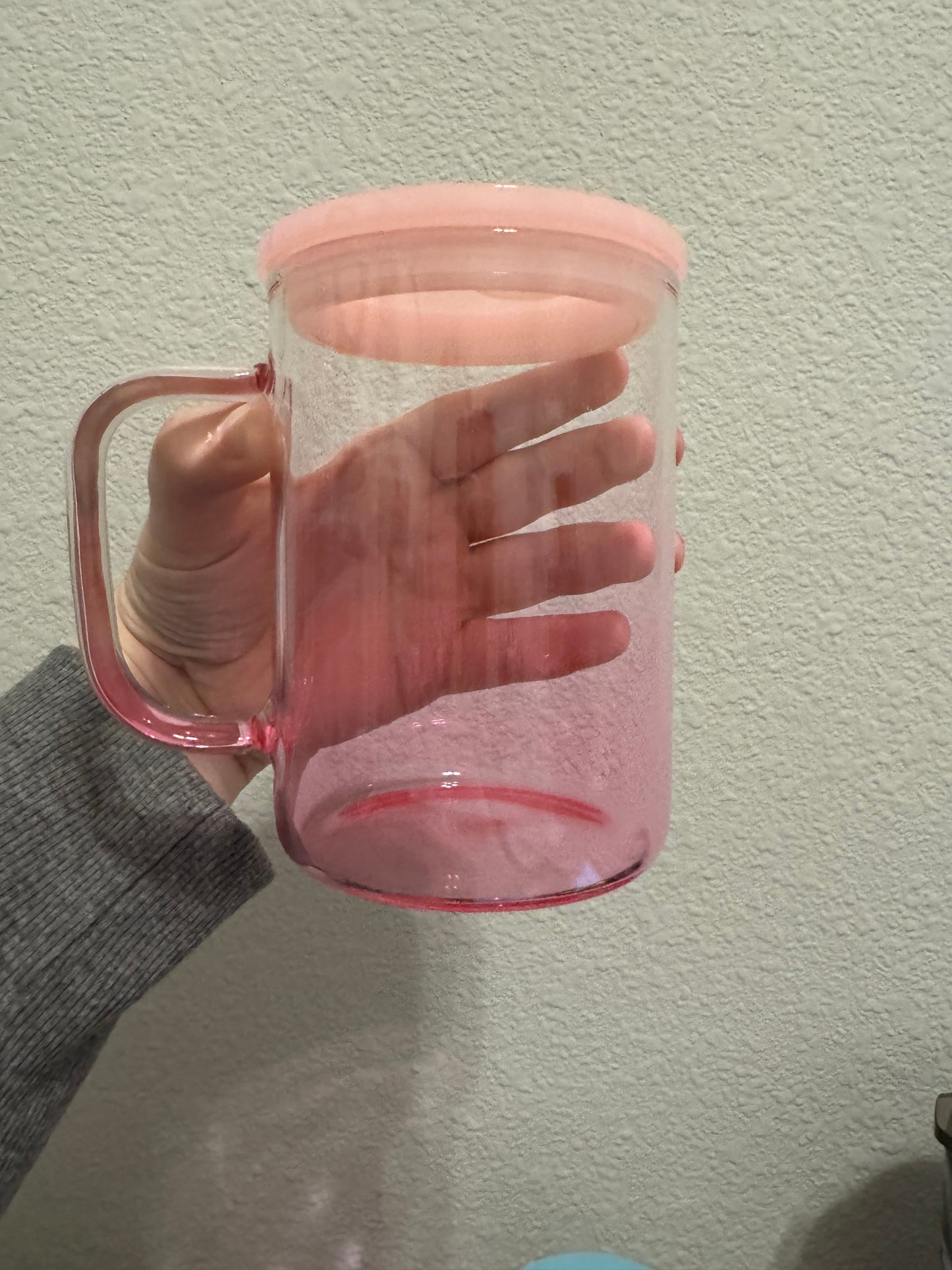 16 oz Glass Jelly Mug (Light Pink)